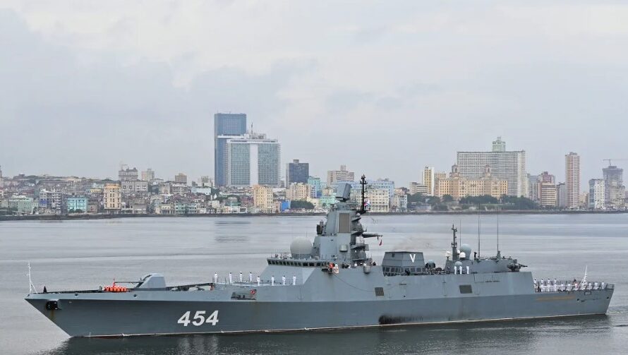 On board a Russian warship during a visit to Cuba